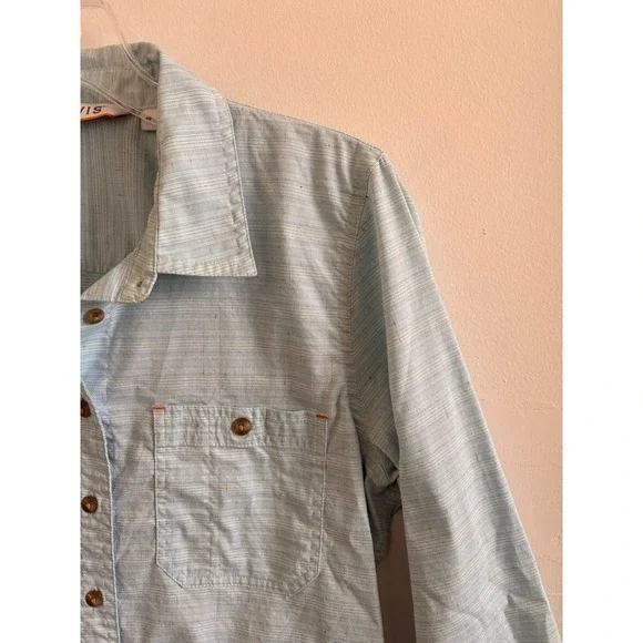 Orvis Womens Button Down Shirt Lot of 2 Plaid and Blue Long Sleeve Tops Small - Picture 12 of 13